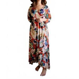 NEW EMERALD COLLECTION iris faux wrap midi dress - plus in multi